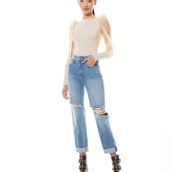 Alice + Olivia ABELLA PUFF SLEEVE CROP TOP - Picture 2 of 7